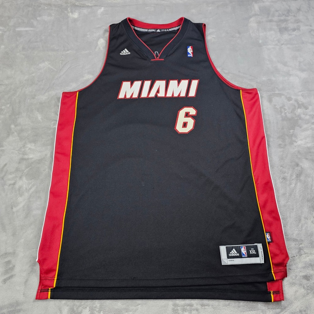 LeBron James Heat Jersey Mens XXL Black Adidas Swingman Stitched NBA Authentic